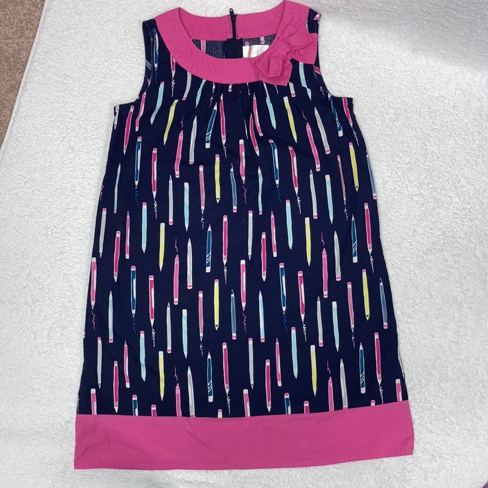 Gymboree navy pink pencil dress sleeveless back to school size 10